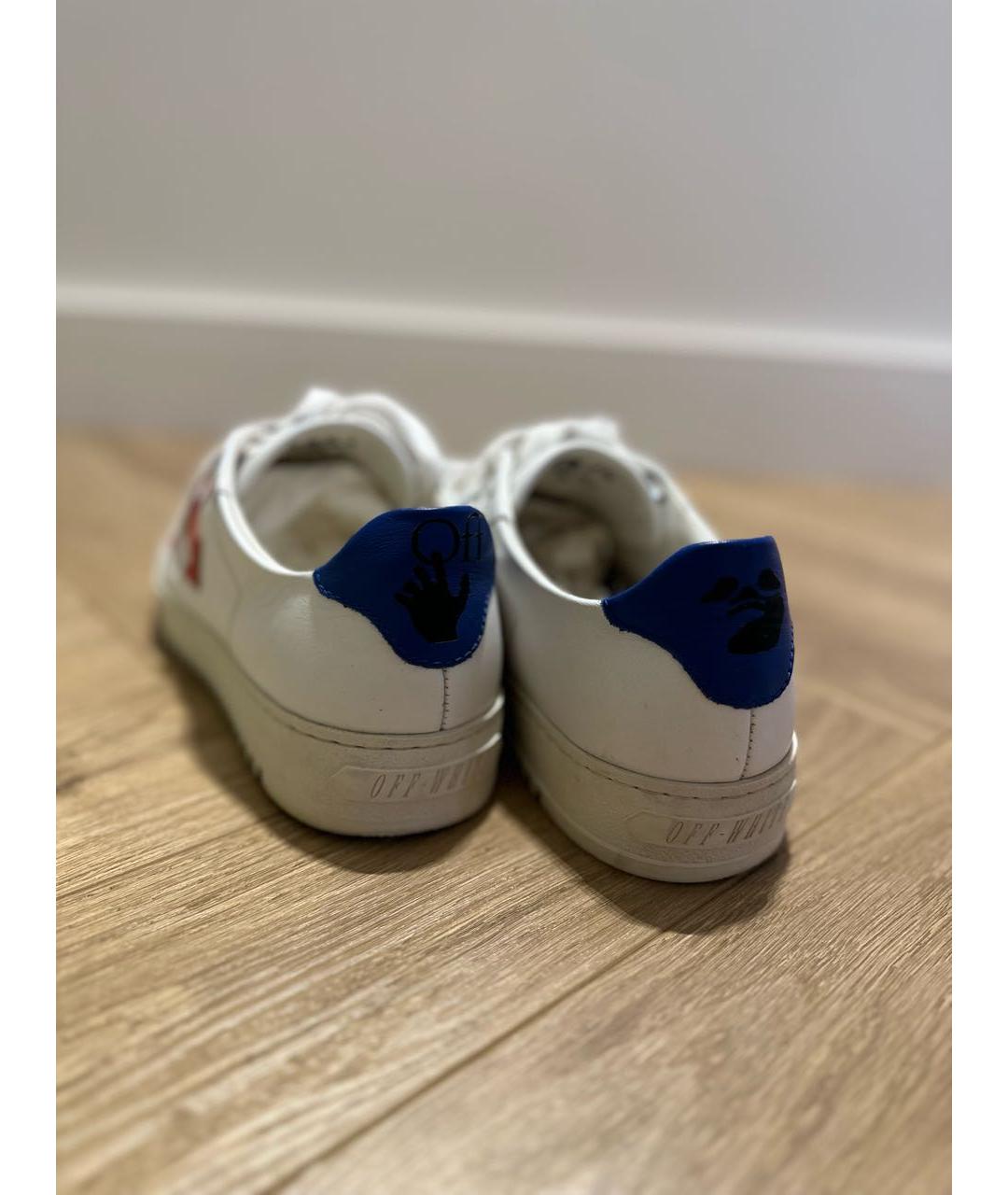 OFF-WHITE Белые кожаные низкие кроссовки / кеды, фото 4