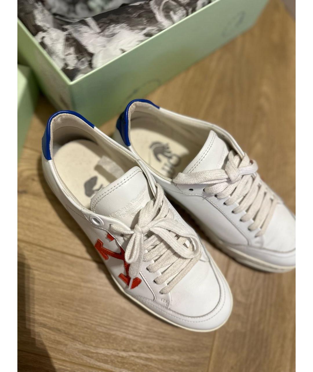 OFF-WHITE Белые кожаные низкие кроссовки / кеды, фото 3
