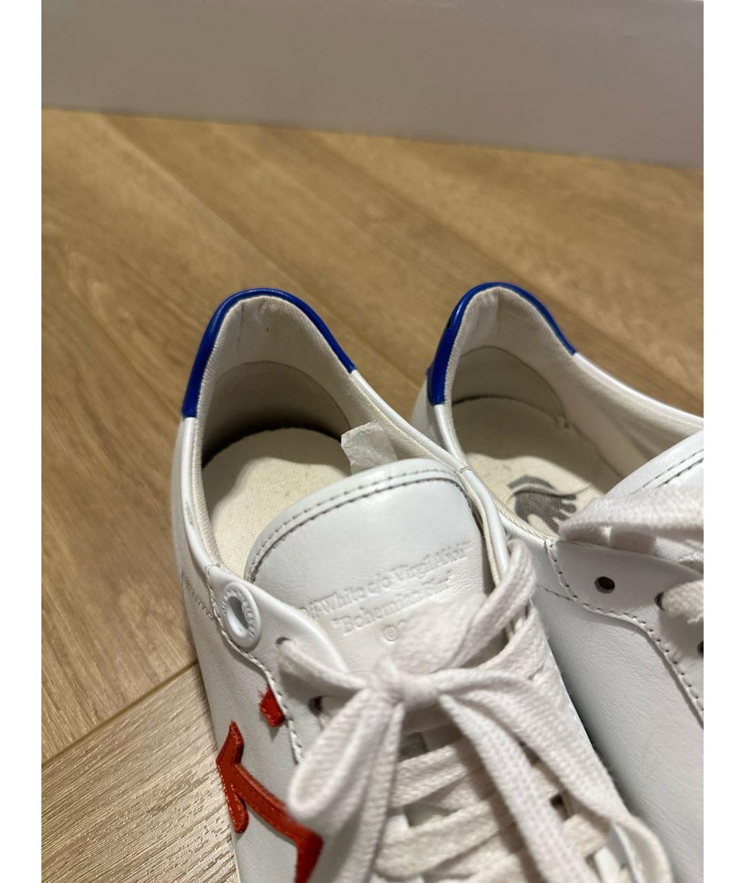 OFF-WHITE Белые кожаные низкие кроссовки / кеды, фото 7