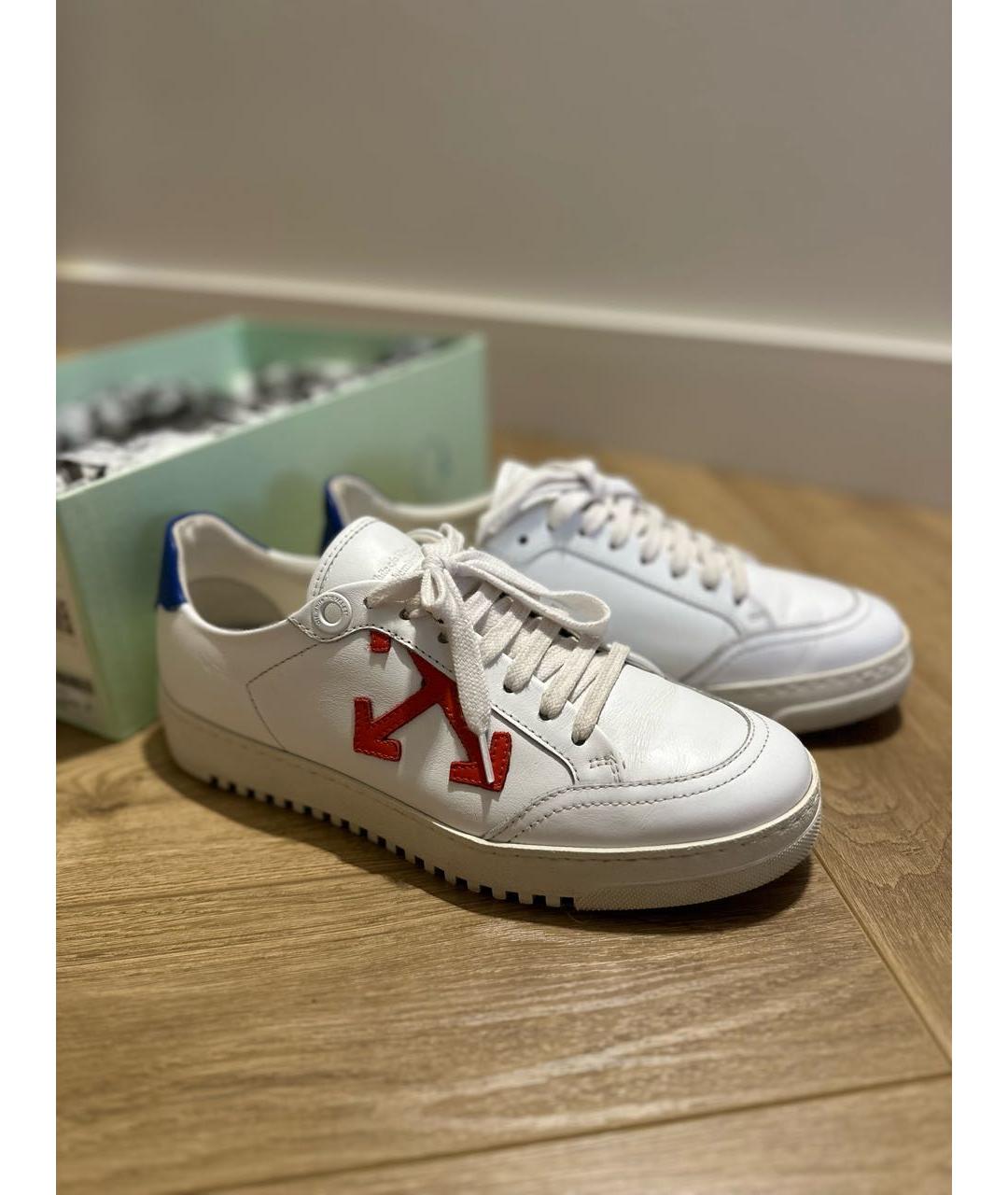 OFF-WHITE Белые кожаные низкие кроссовки / кеды, фото 8