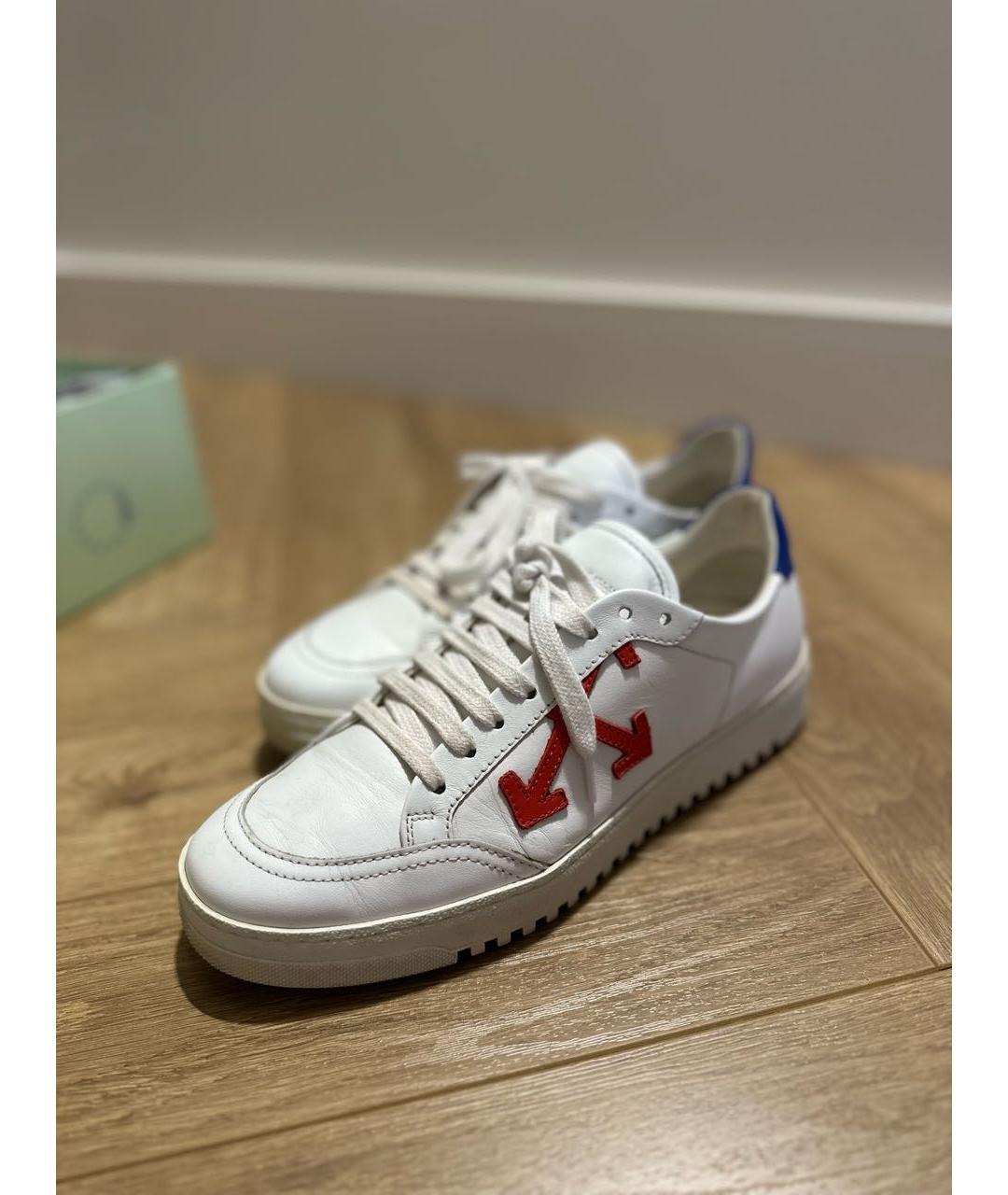 OFF-WHITE Белые кожаные низкие кроссовки / кеды, фото 2
