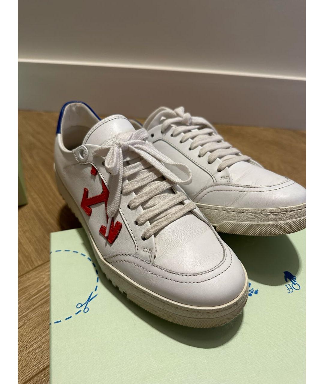 OFF-WHITE Белые кожаные низкие кроссовки / кеды, фото 5