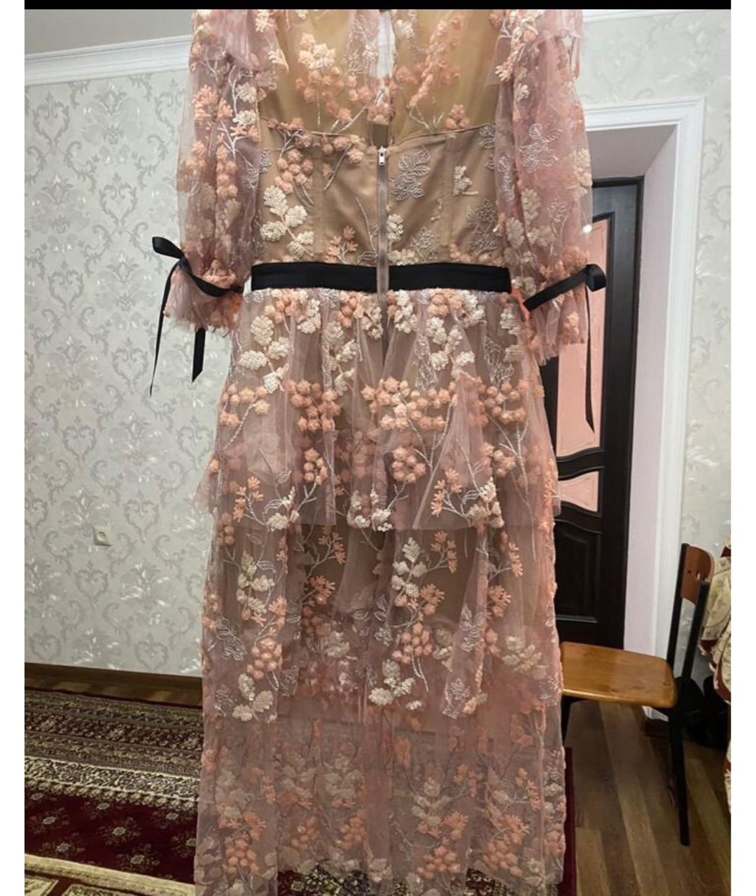 SELF-PORTRAIT Розовое кружевное вечернее платье, фото 2