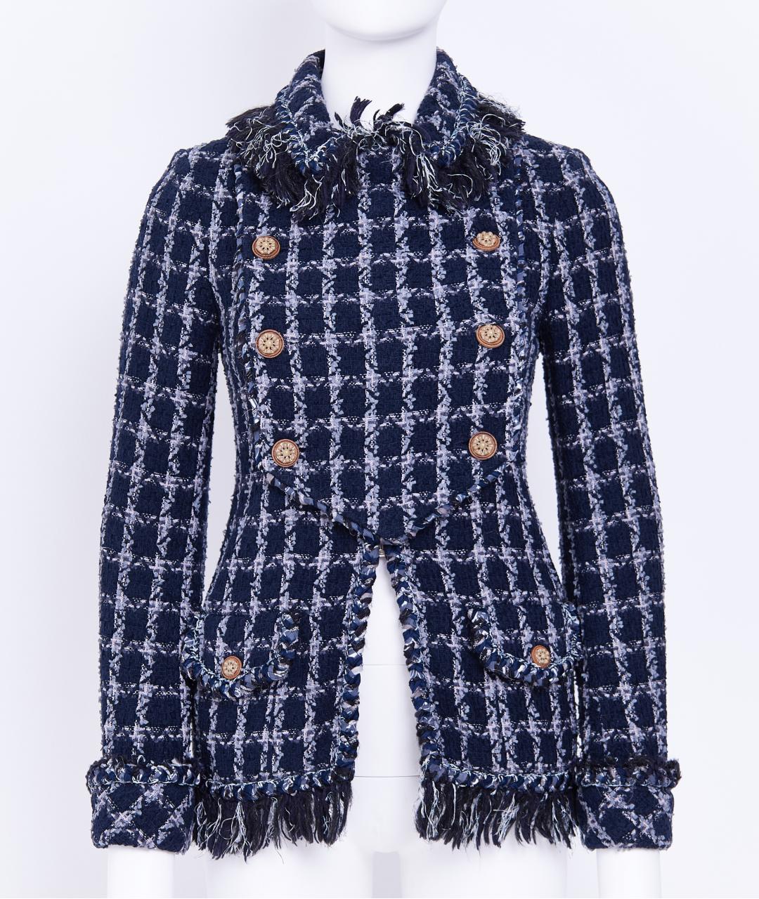 CHANEL Темно-синий хлопковый жакет/пиджак, фото 7
