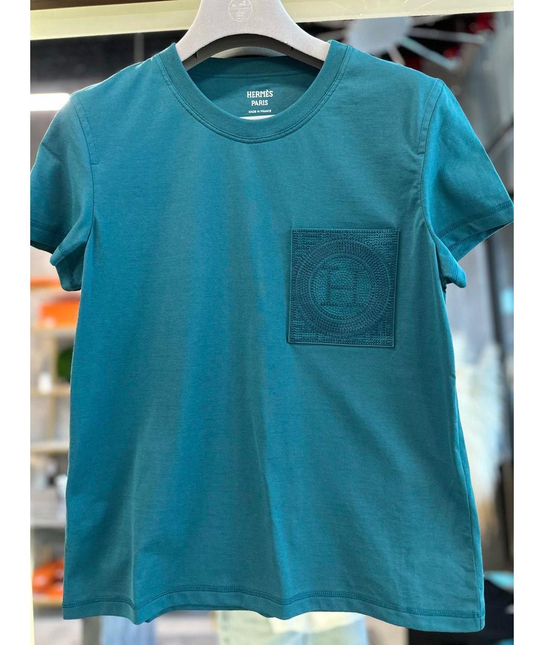 HERMES PRE-OWNED Зеленая хлопковая футболка, фото 4