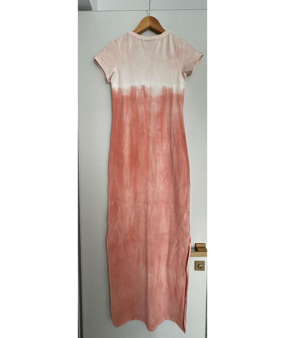 PHILIPP PLEIN Розовое хлопко-эластановое повседневное платье, фото 2