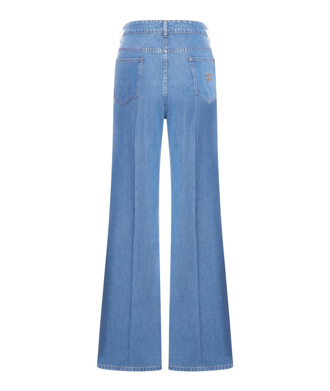 MIU MIU Синие хлопко-лиоцелловые джинсы клеш, фото 2
