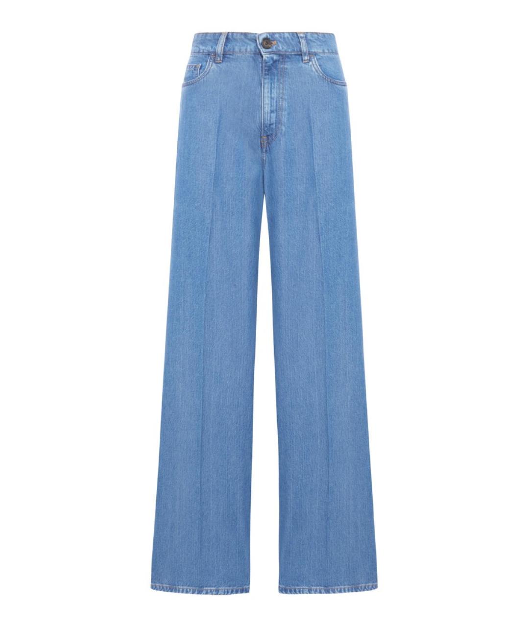 MIU MIU Синие хлопко-лиоцелловые джинсы клеш, фото 1