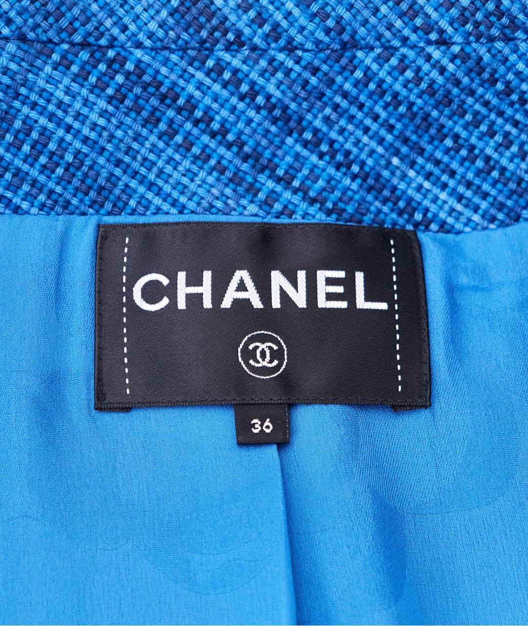 CHANEL Синий хлопковый жакет/пиджак, фото 5
