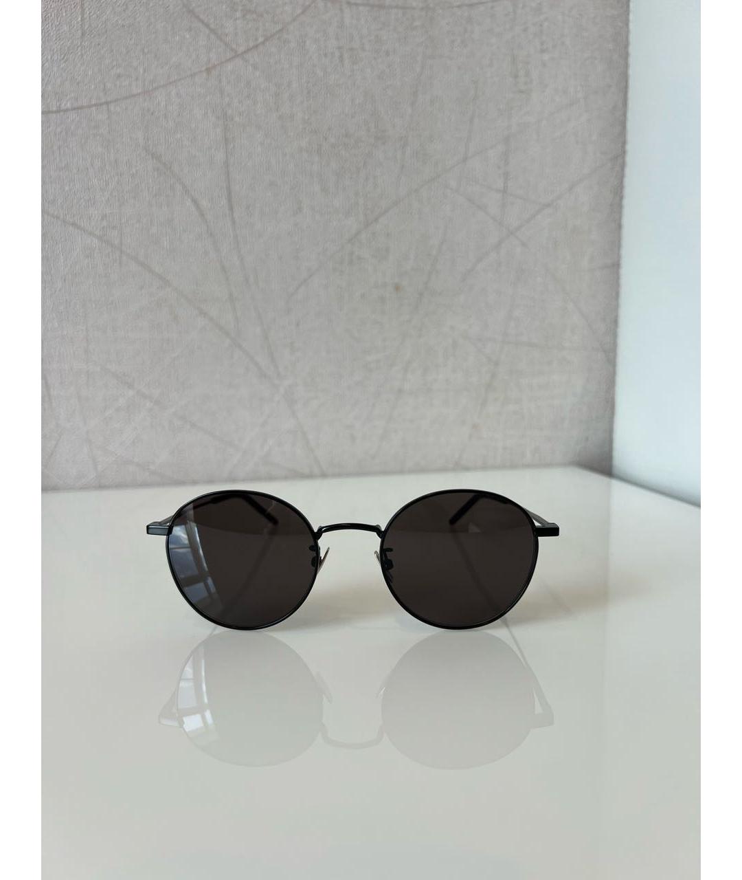 SAINT LAURENT Черные металлические солнцезащитные очки, фото 8