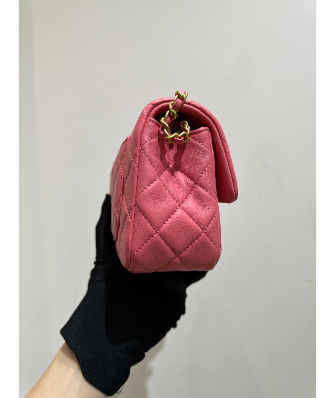 CHANEL Коралловая кожаная сумка через плечо, фото 4