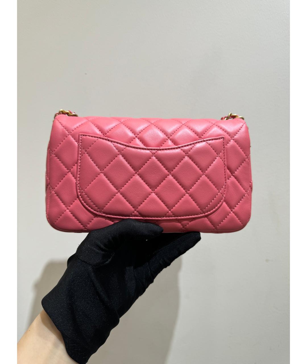 CHANEL Коралловая кожаная сумка через плечо, фото 3