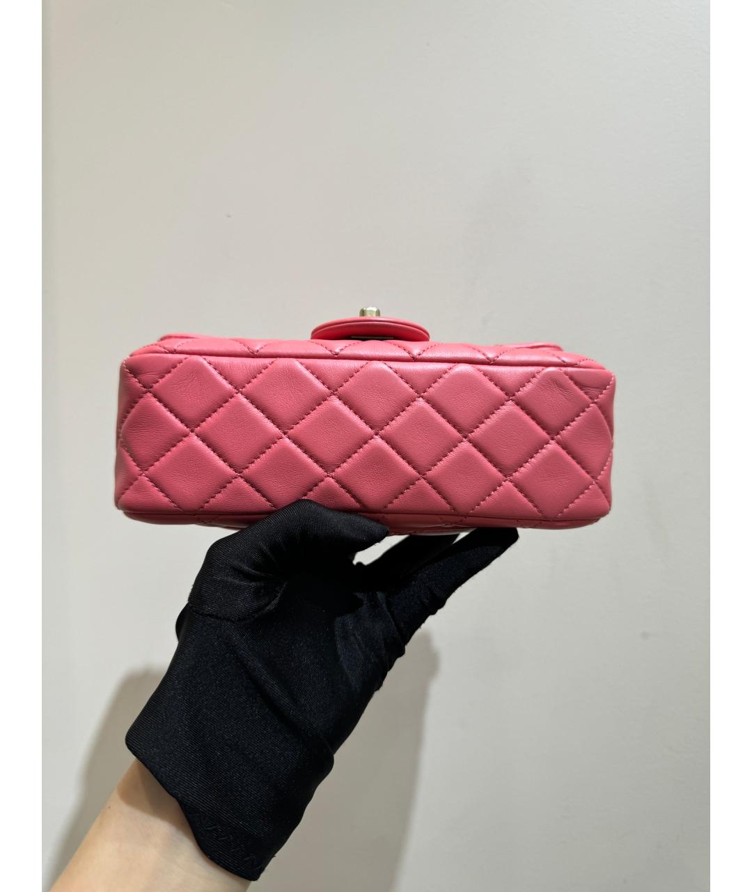 CHANEL Коралловая кожаная сумка через плечо, фото 6