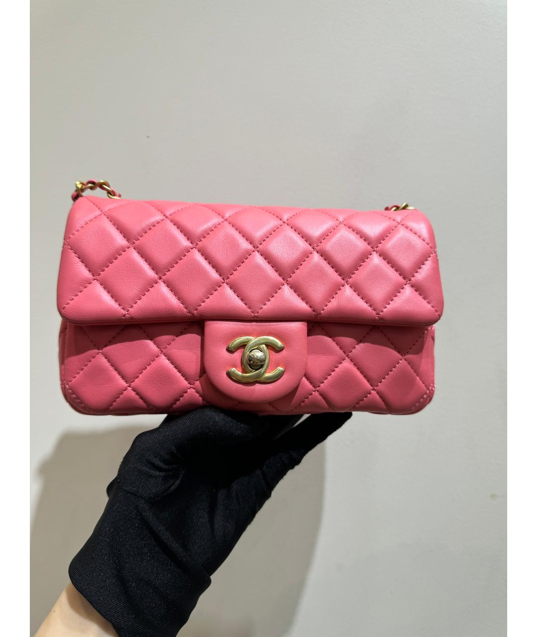 CHANEL Коралловая кожаная сумка через плечо, фото 2
