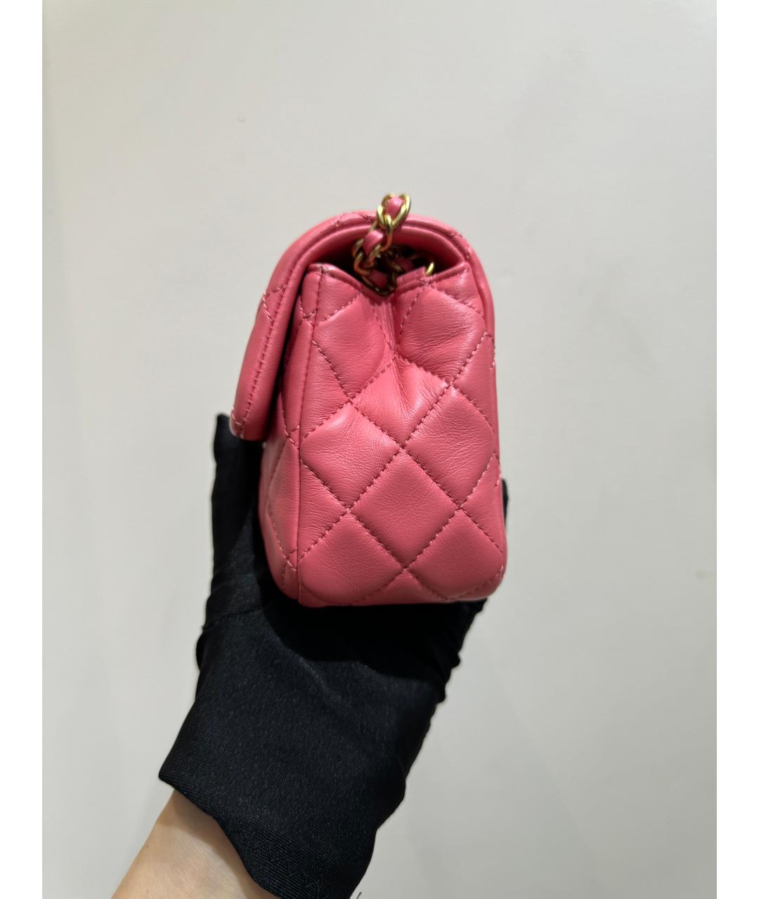 CHANEL Коралловая кожаная сумка через плечо, фото 5