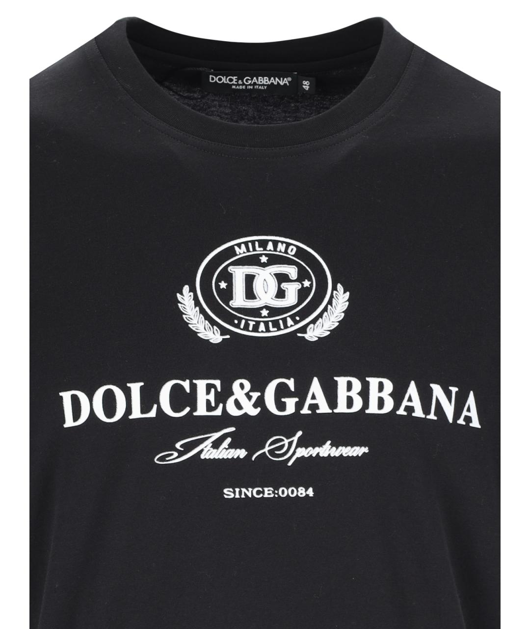 DOLCE&GABBANA Черная хлопковая футболка, фото 3