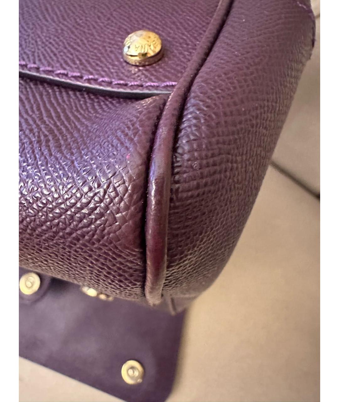 DOLCE&GABBANA Фиолетовая кожаная сумка с короткими ручками, фото 7
