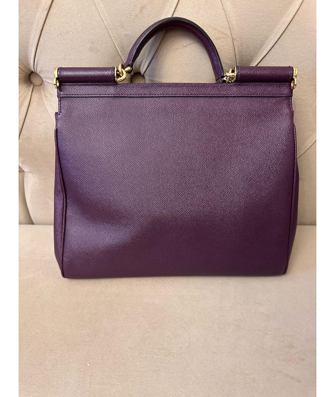 DOLCE&GABBANA Фиолетовая кожаная сумка с короткими ручками, фото 3