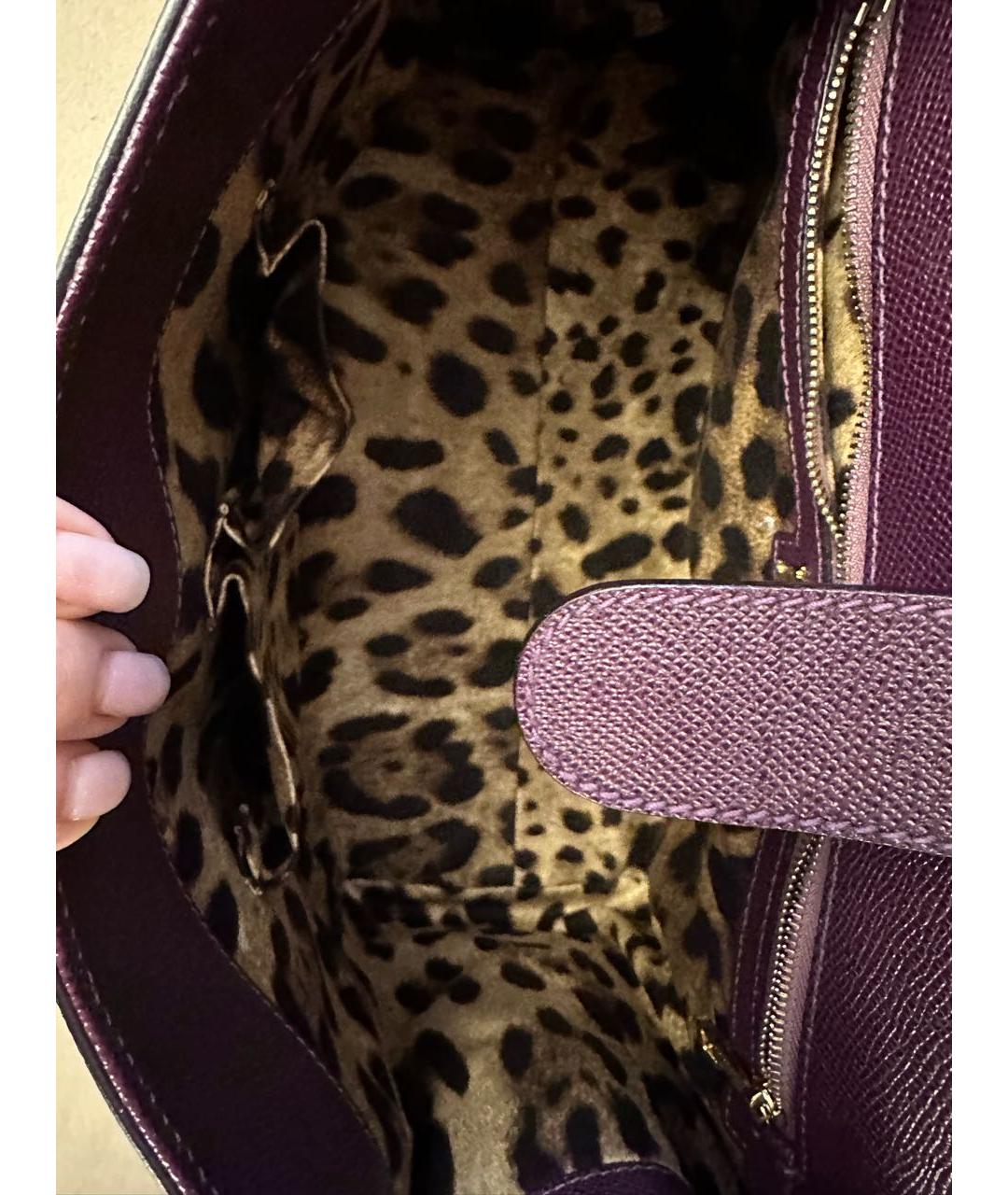 DOLCE&GABBANA Фиолетовая кожаная сумка с короткими ручками, фото 4