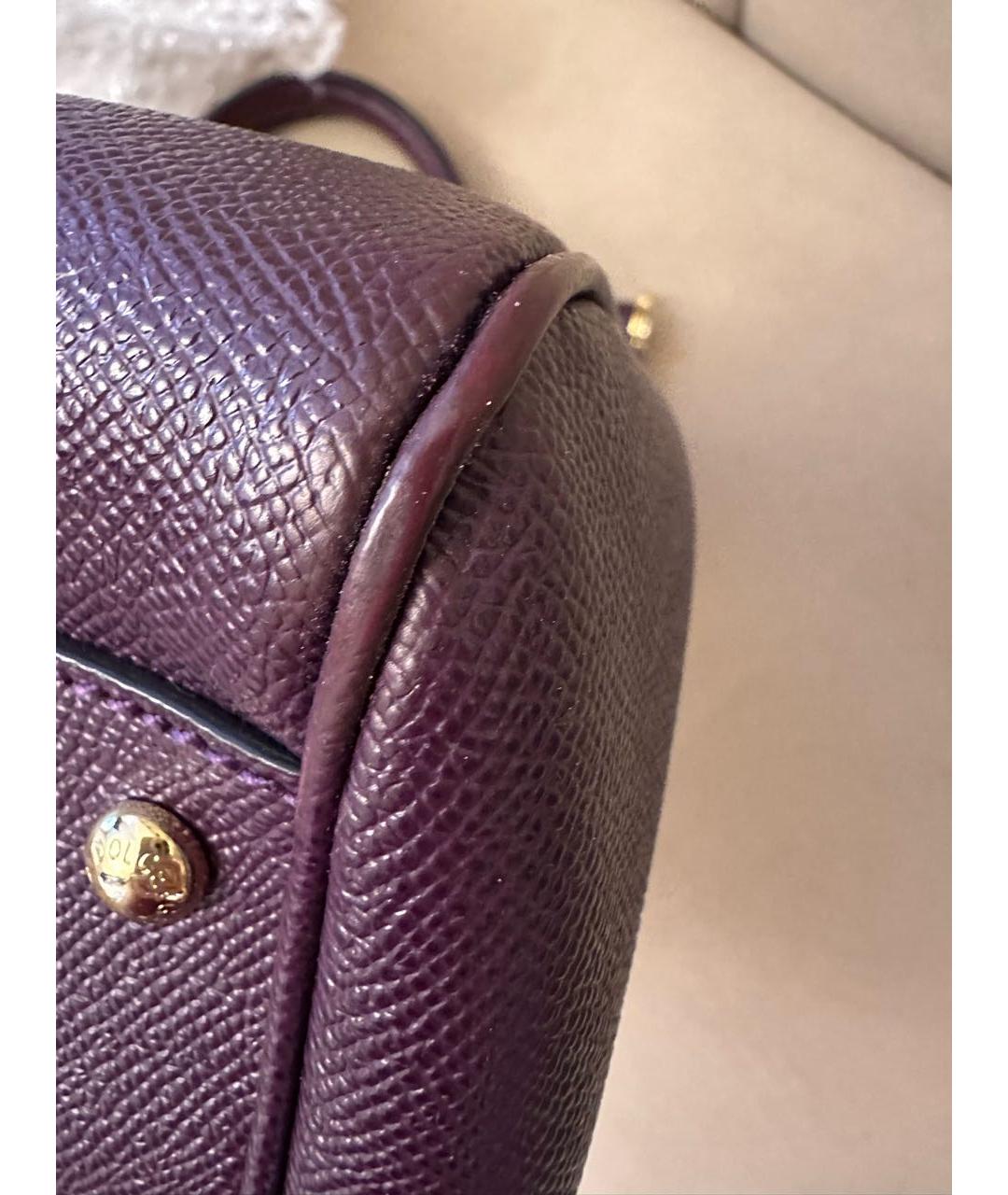 DOLCE&GABBANA Фиолетовая кожаная сумка с короткими ручками, фото 8