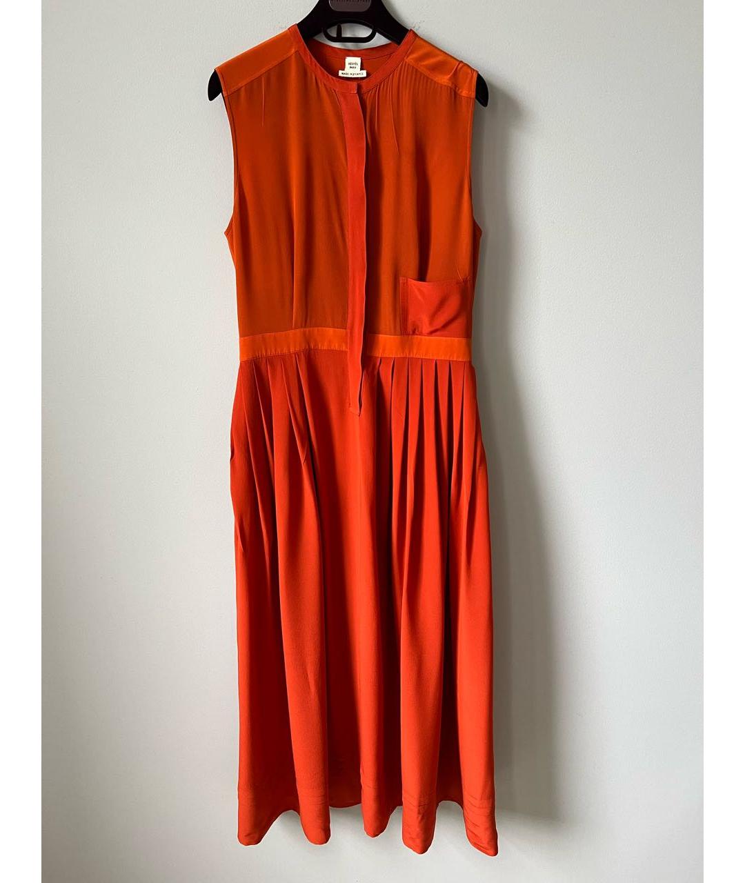 HERMES PRE-OWNED Оранжевое шелковое повседневное платье, фото 7