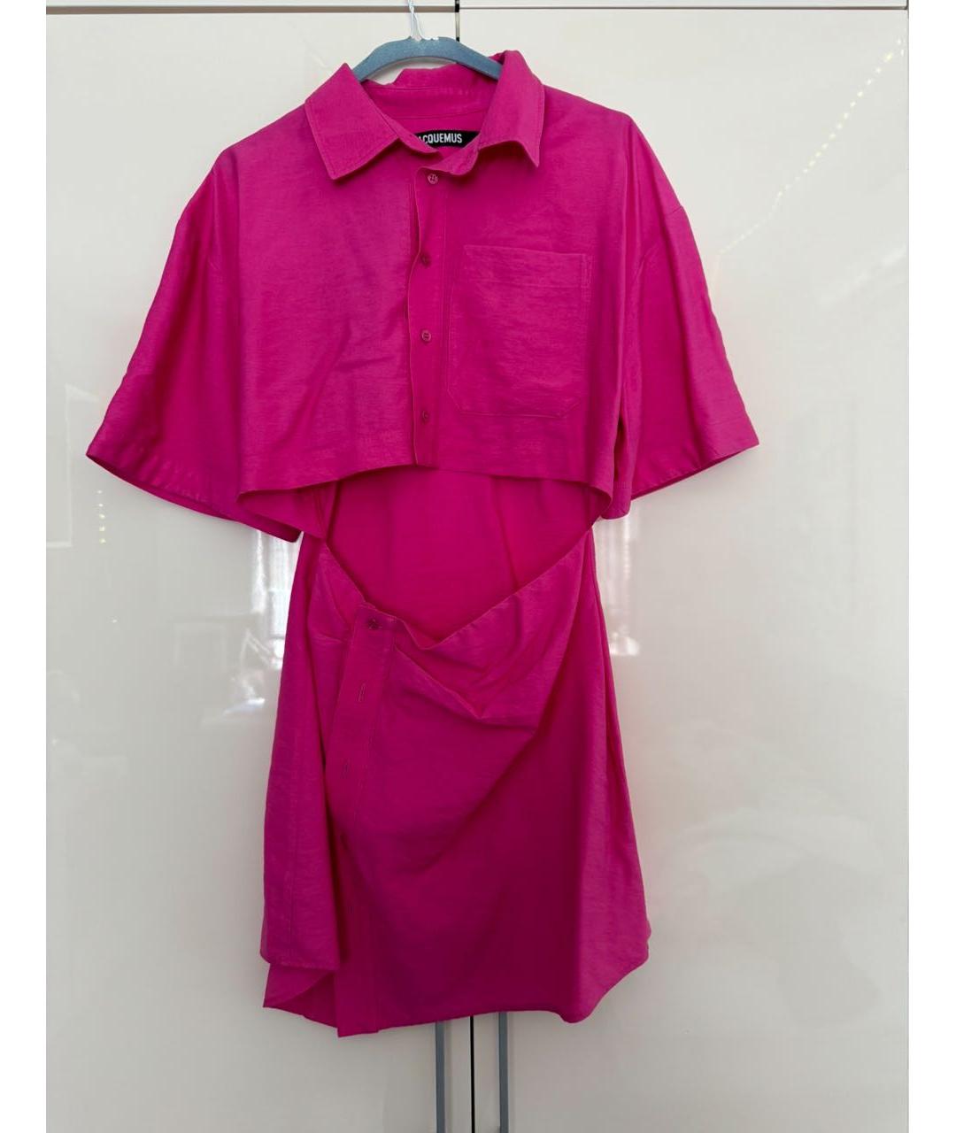 JACQUEMUS Розовое вискозное повседневное платье, фото 7