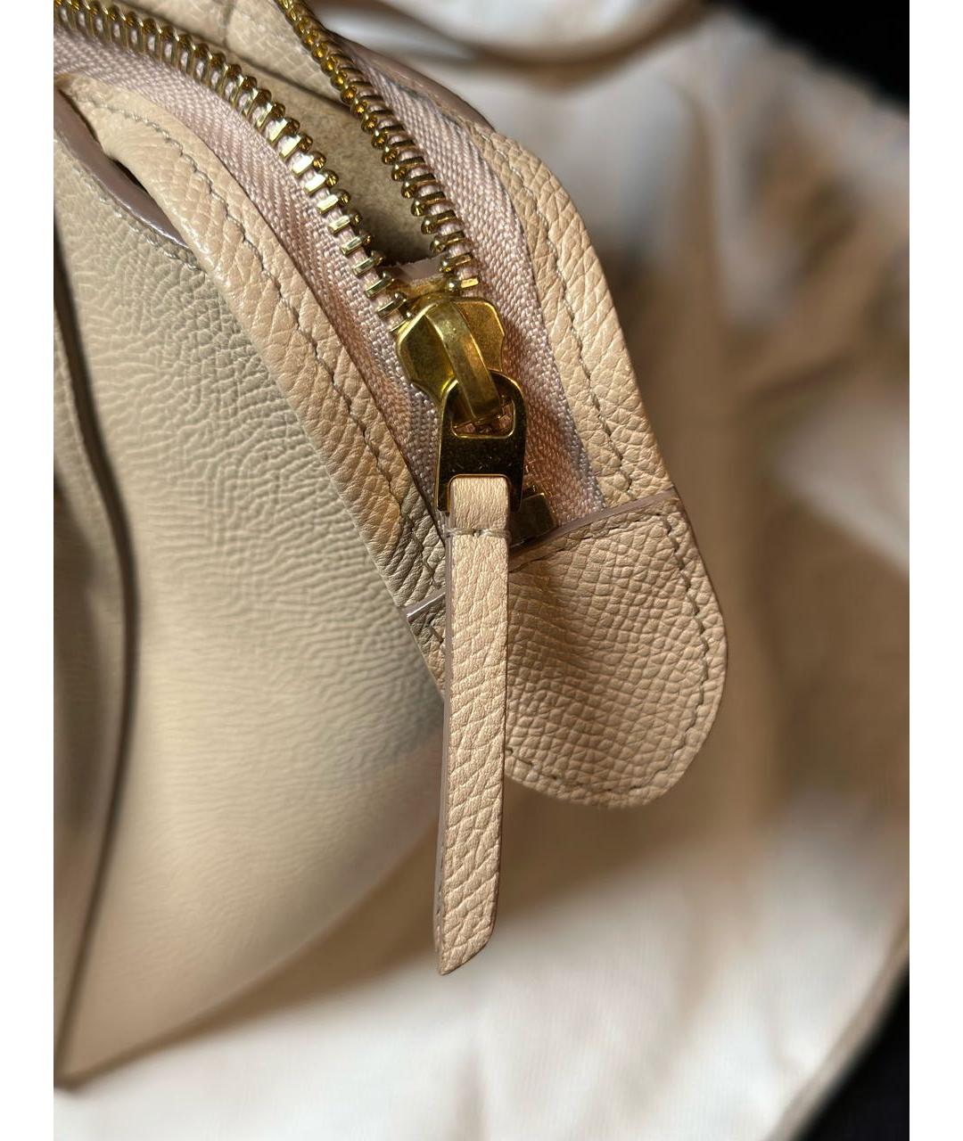 CELINE PRE-OWNED Бежевая кожаная сумка тоут, фото 4