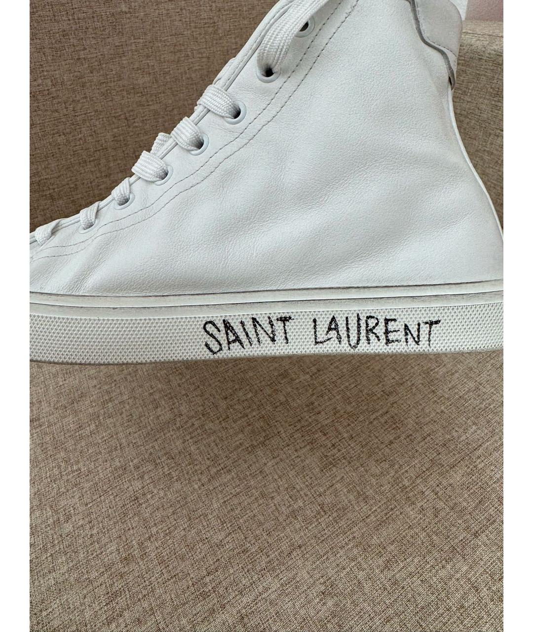 SAINT LAURENT Белые кожаные кеды, фото 2