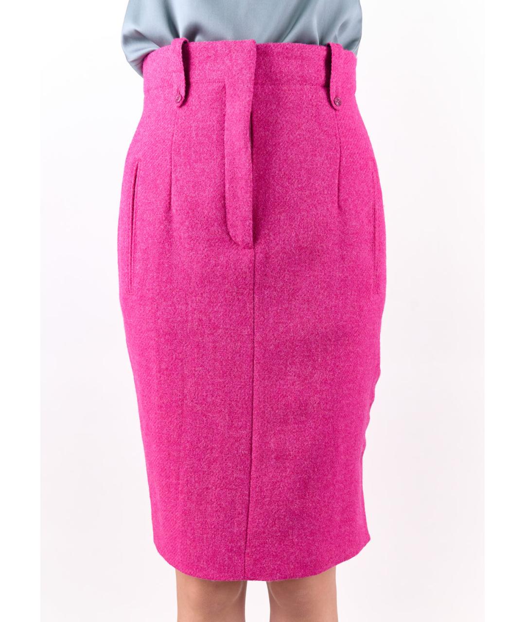 PAUL SMITH Розовая шерстяная юбка миди, фото 5