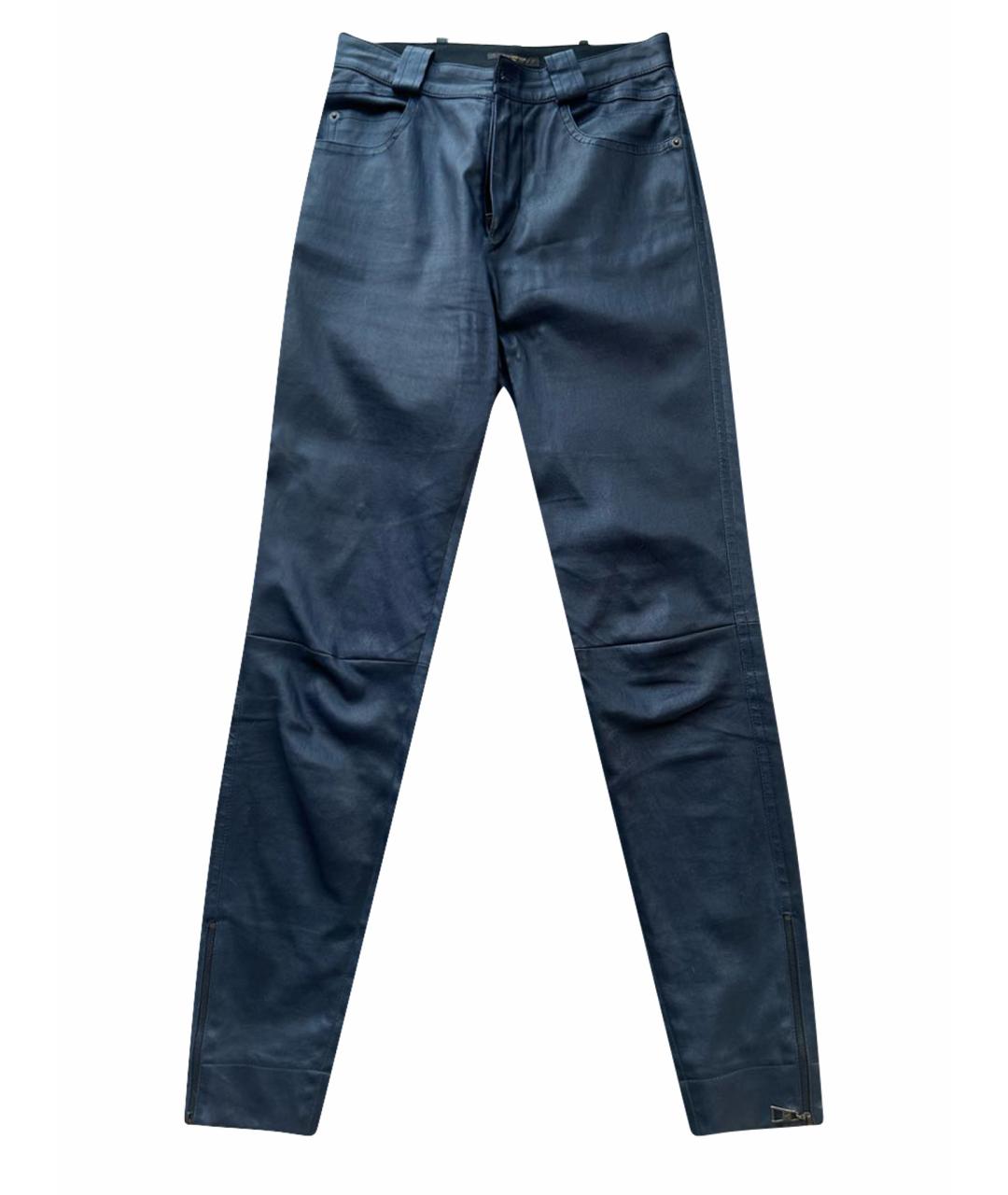 LOUIS VUITTON Темно-синие кожаные брюки узкие, фото 1