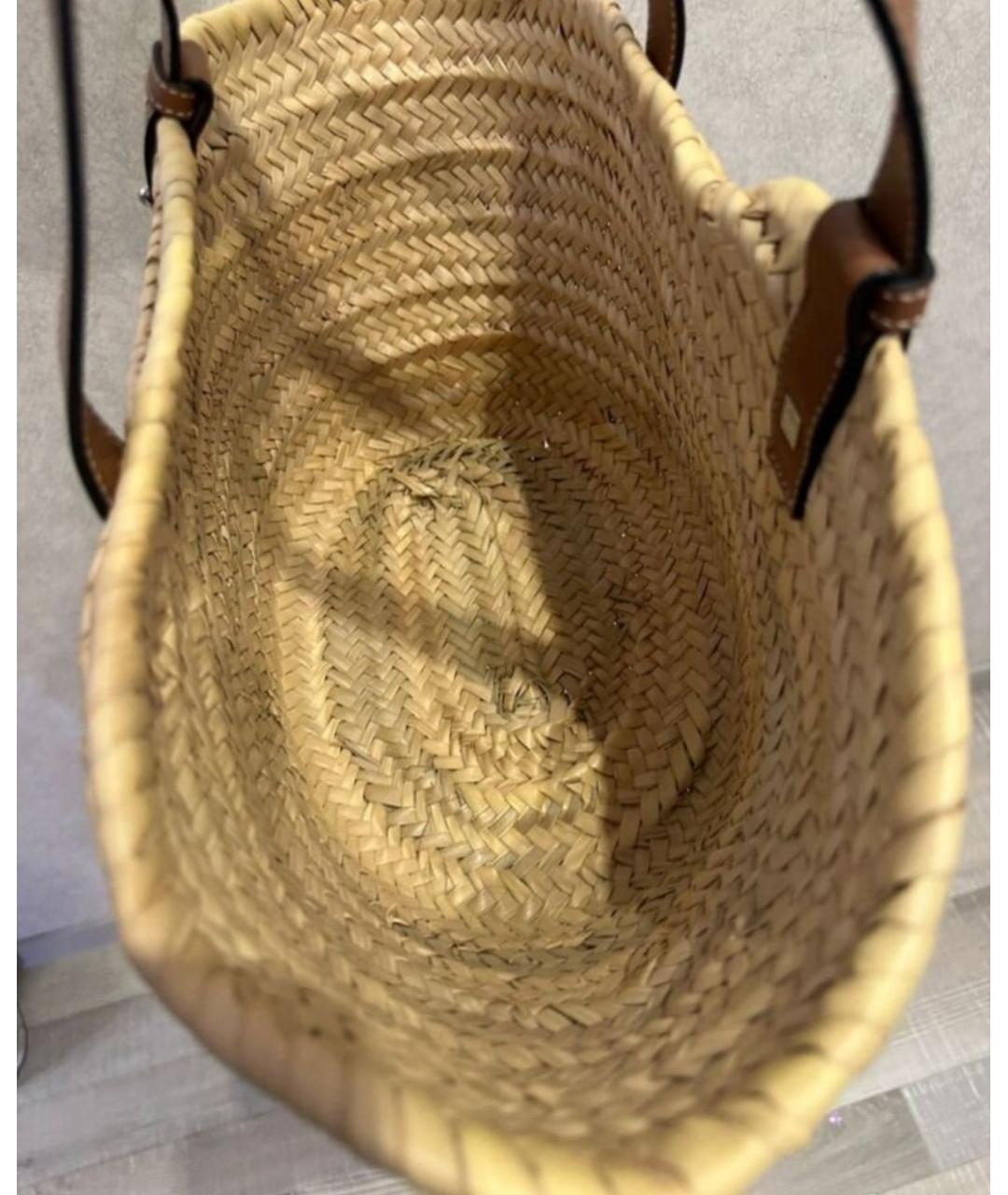 LOEWE Бежевая пелетеная пляжная сумка, фото 3