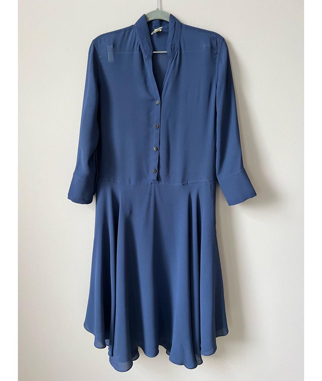 HERMES PRE-OWNED Темно-синее шелковое повседневное платье, фото 7