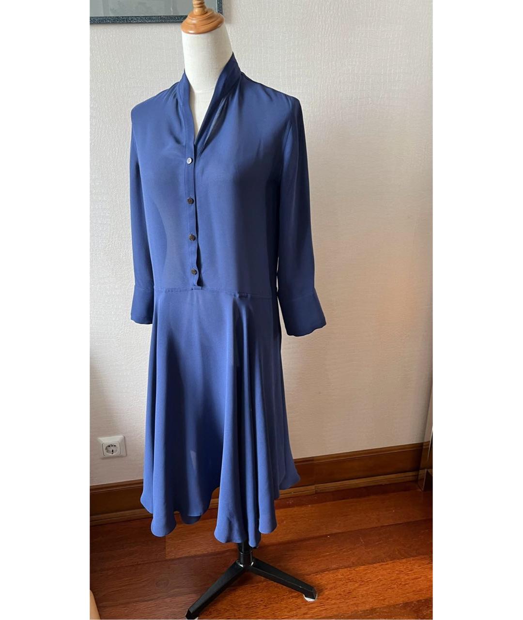 HERMES PRE-OWNED Темно-синее шелковое повседневное платье, фото 6