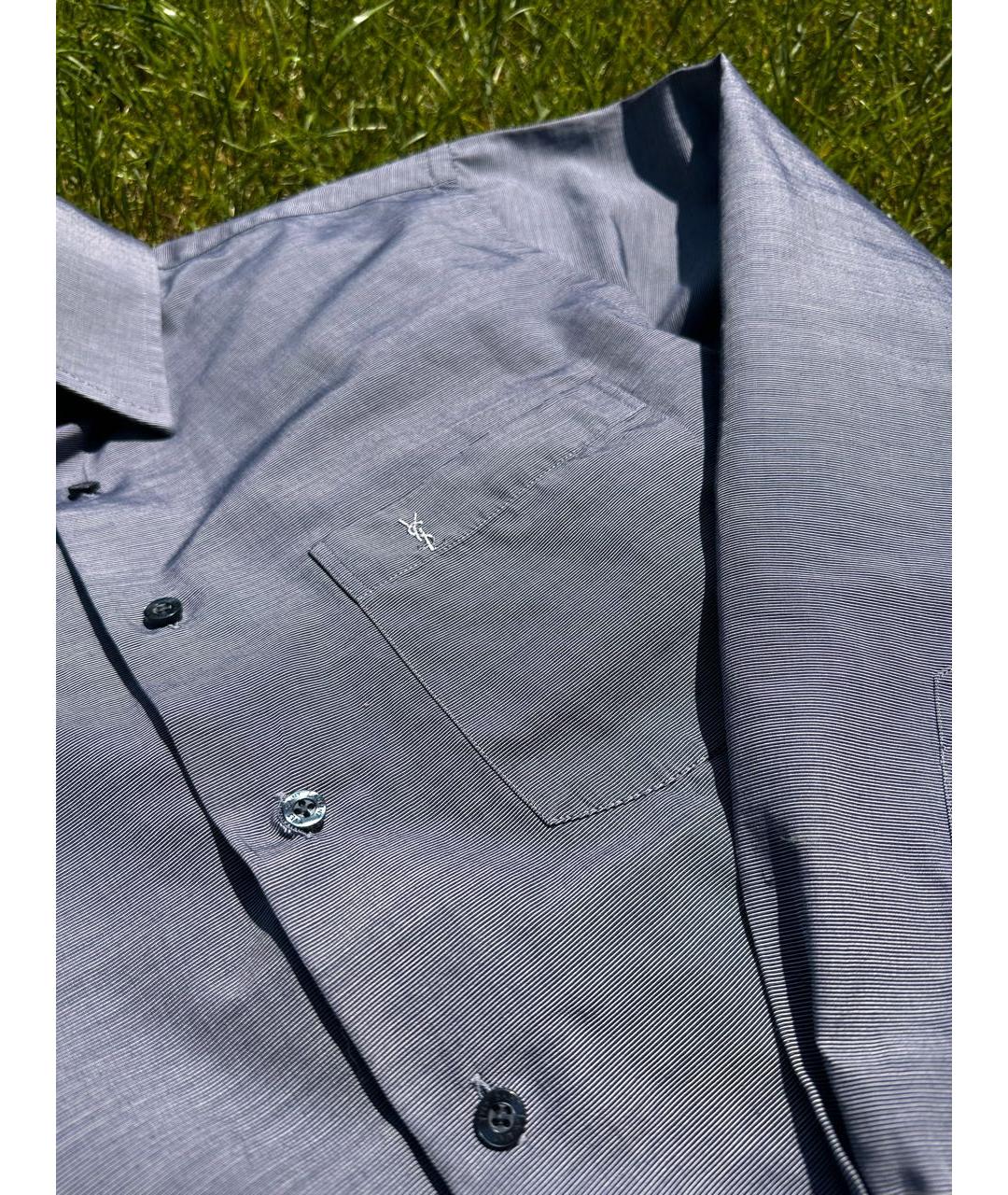 SAINT LAURENT Антрацитовая хлопковая классическая рубашка, фото 5