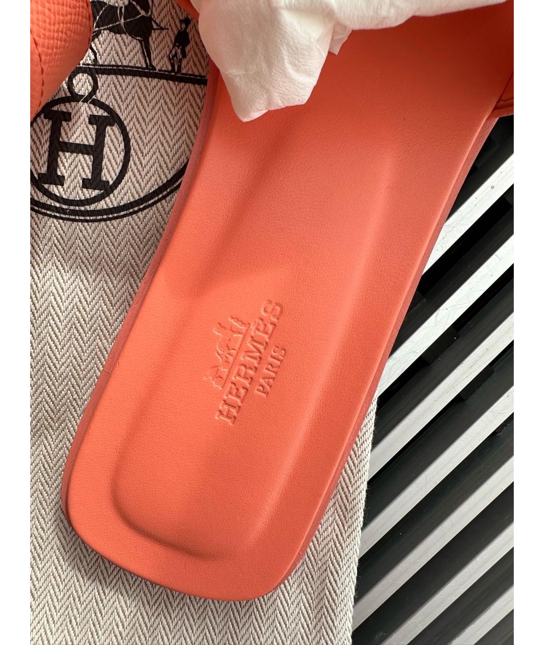 HERMES PRE-OWNED Оранжевое кожаные шлепанцы, фото 4