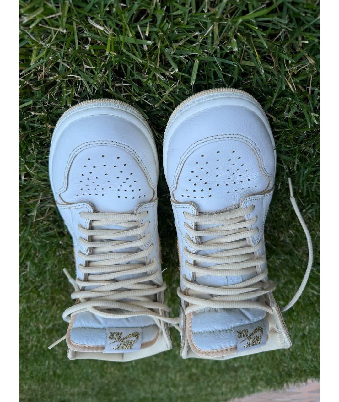 JORDAN Белые кожаные высокие кроссовки / кеды, фото 3
