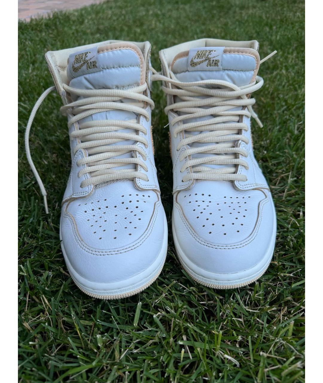 JORDAN Белые кожаные высокие кроссовки / кеды, фото 2