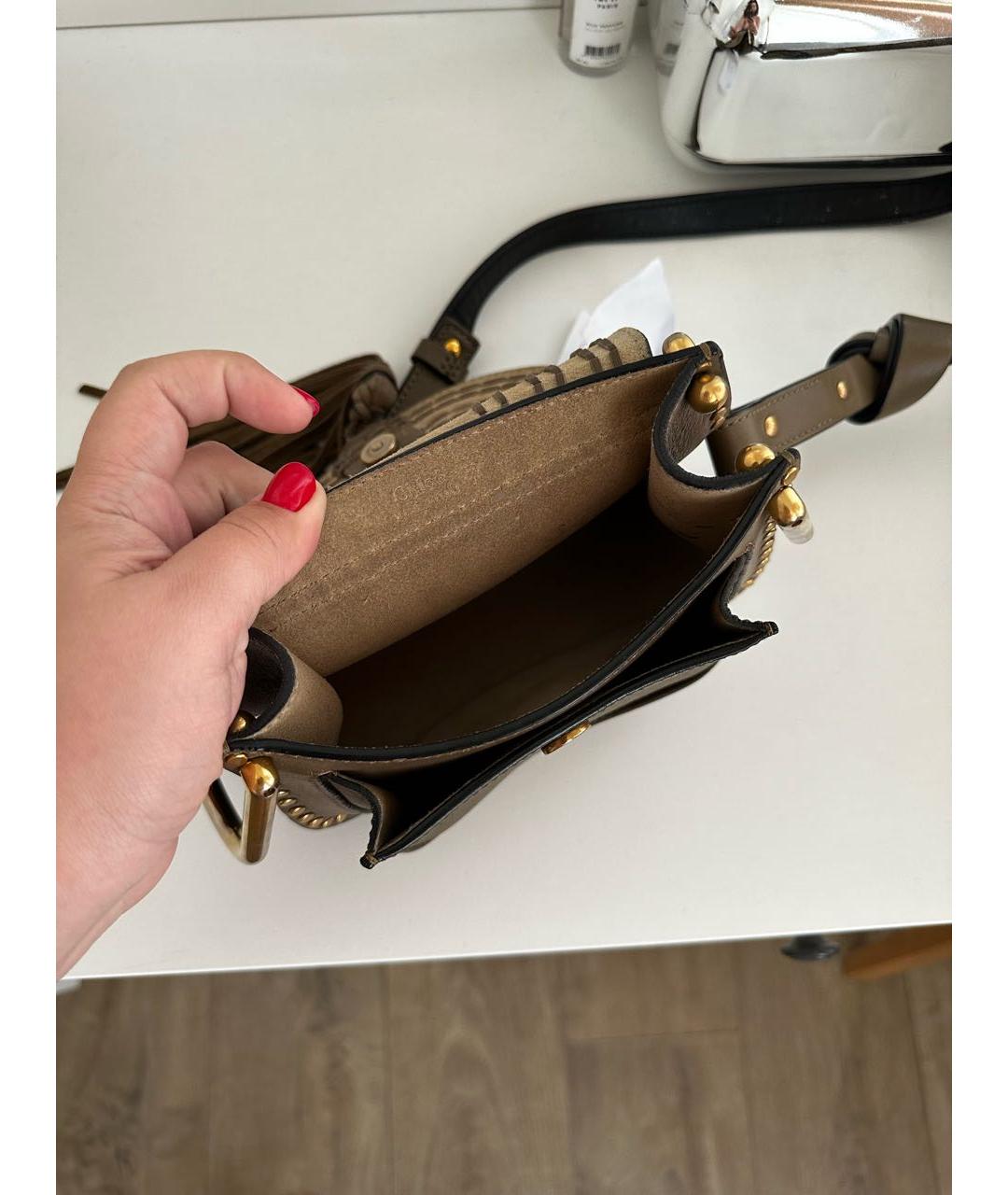 CHLOE Бежевая кожаная сумка с короткими ручками, фото 4