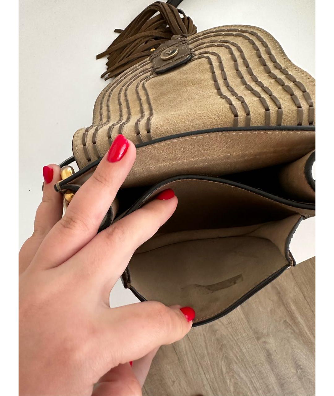 CHLOE Бежевая кожаная сумка с короткими ручками, фото 6