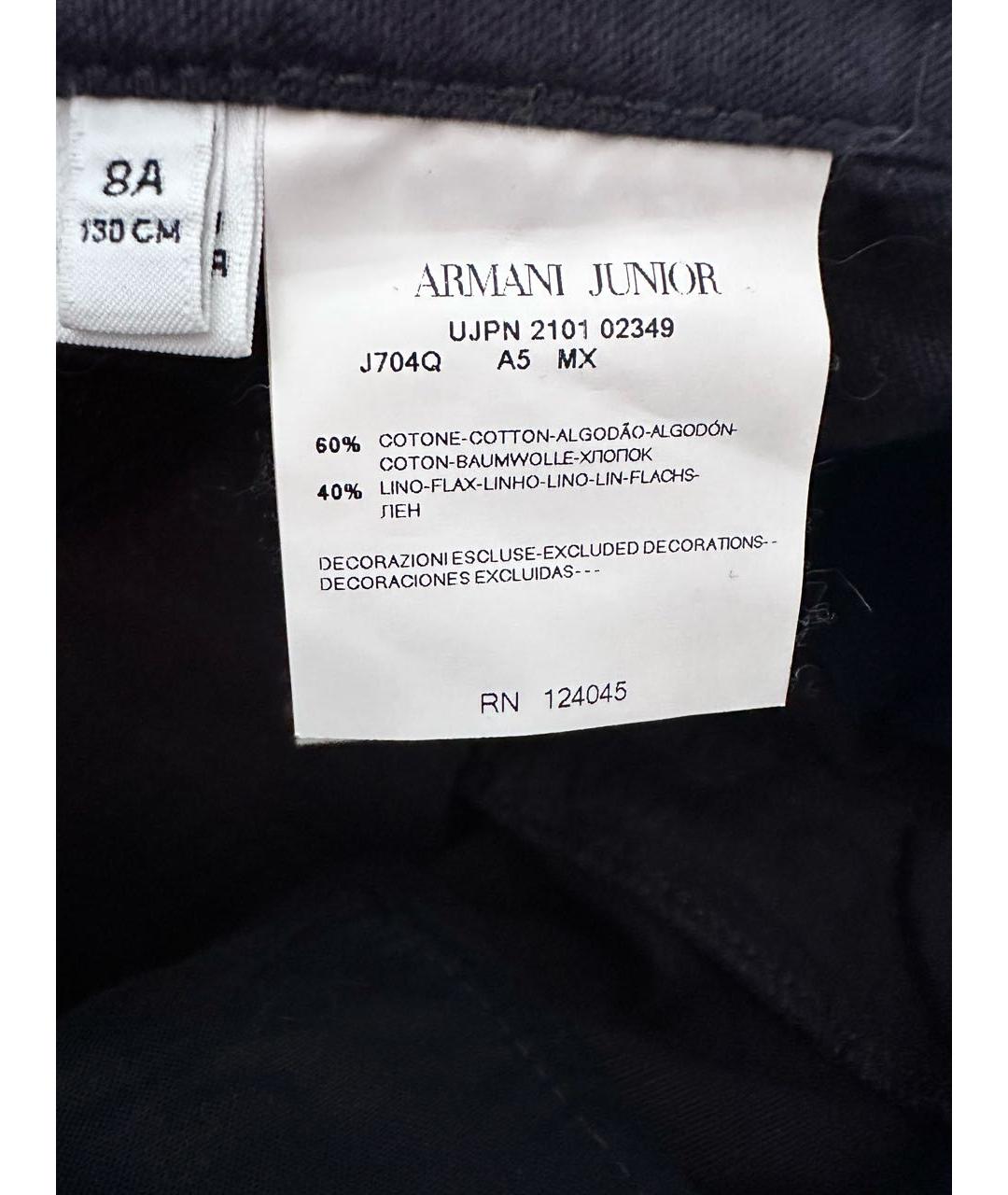 ARMANI JUNIOR Темно-синие хлопковые брюки и шорты, фото 5