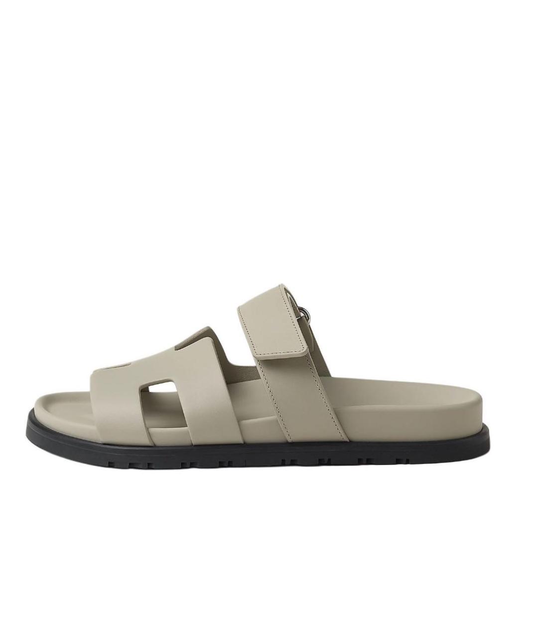 HERMES Бежевые сандалии из искусственной кожи, фото 2