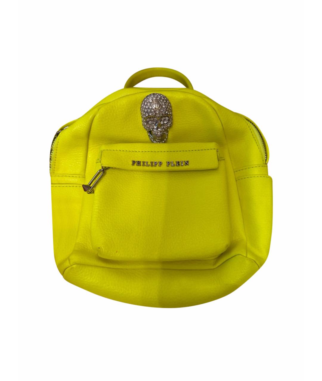 PHILIPP PLEIN Желтый кожаный рюкзак, фото 1