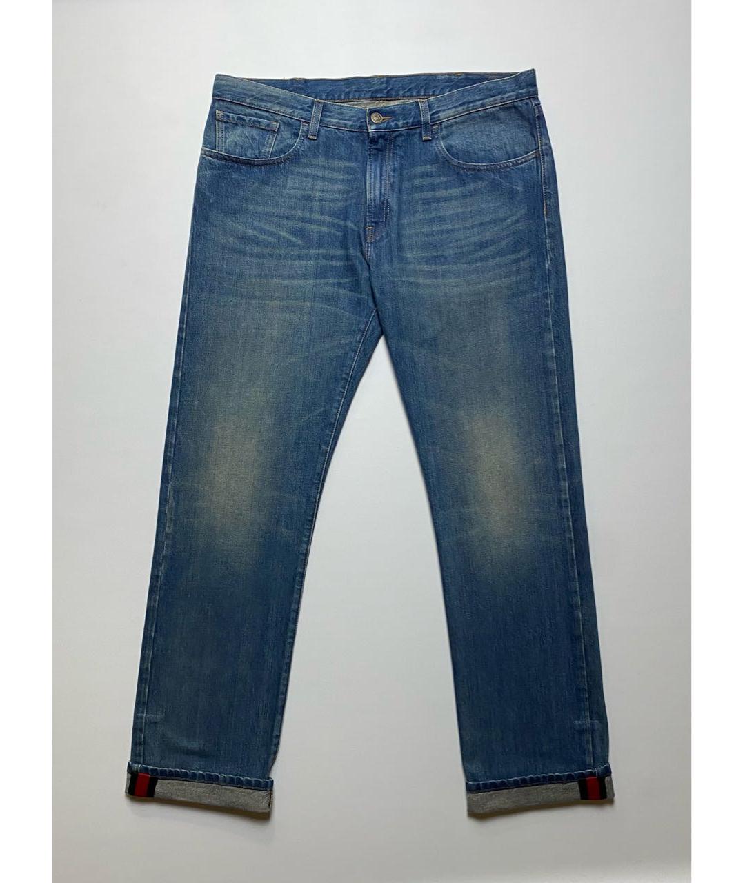 GUCCI Голубые хлопковые прямые джинсы, фото 8