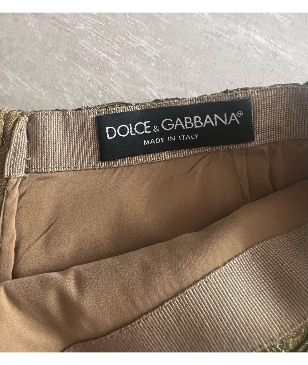 DOLCE&GABBANA Хаки полиэстеровая юбка миди, фото 3