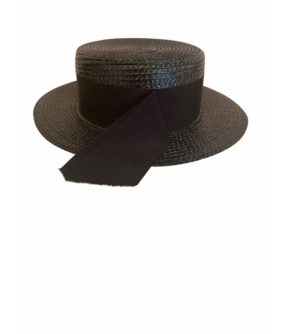 SAINT LAURENT Черная соломенная шапка, фото 1