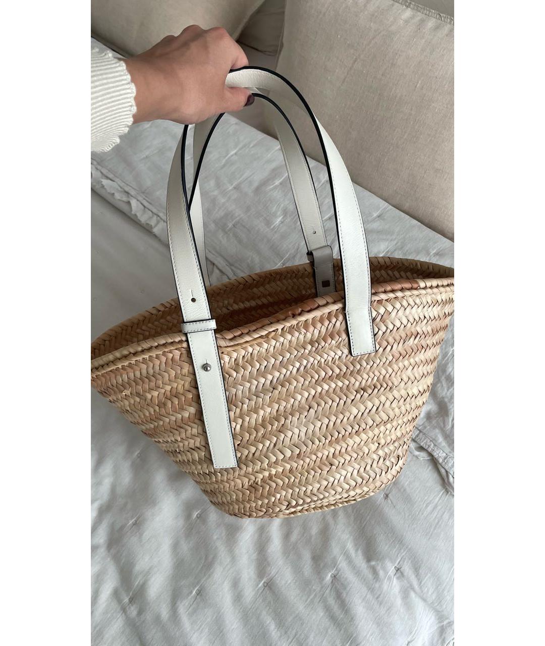 LOEWE Белая пелетеная пляжная сумка, фото 8