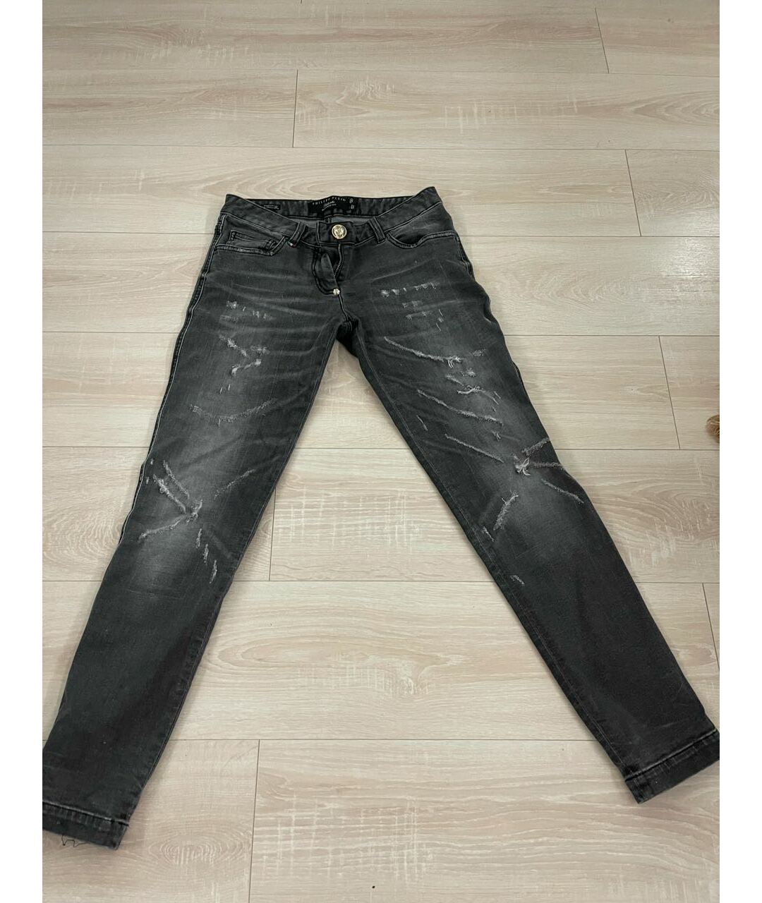 PHILIPP PLEIN Серые хлопковые прямые джинсы, фото 7