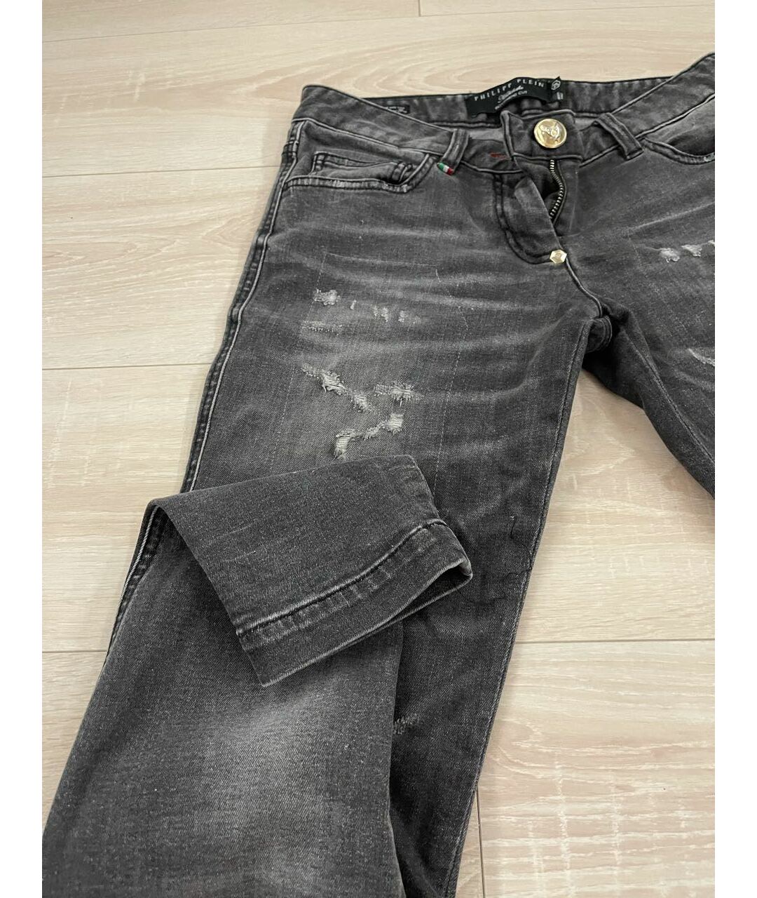 PHILIPP PLEIN Серые хлопковые прямые джинсы, фото 6