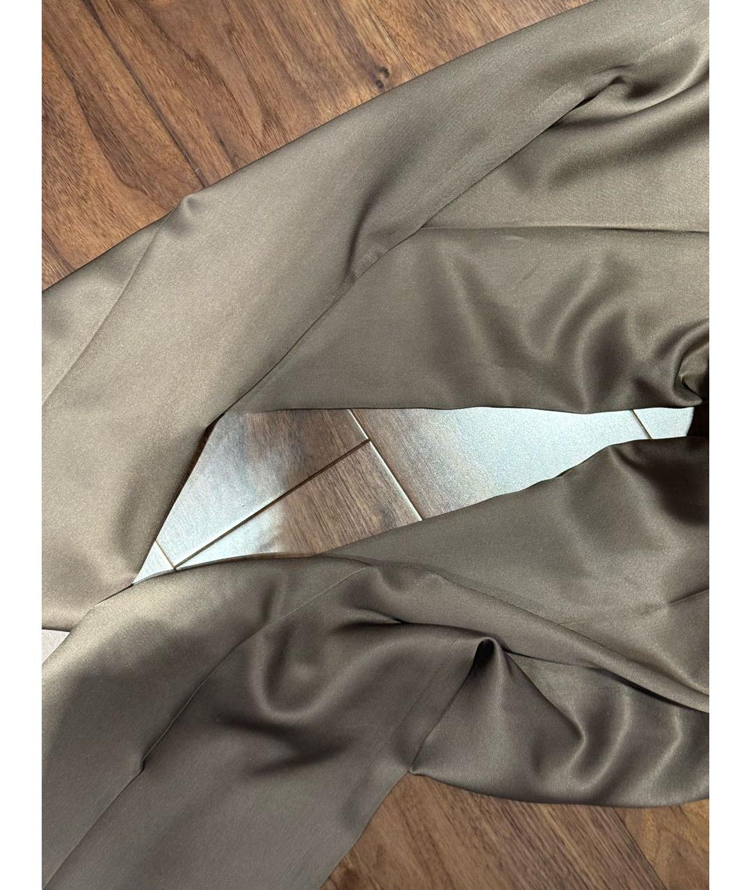GUCCI Бежевые шелковые прямые брюки, фото 4