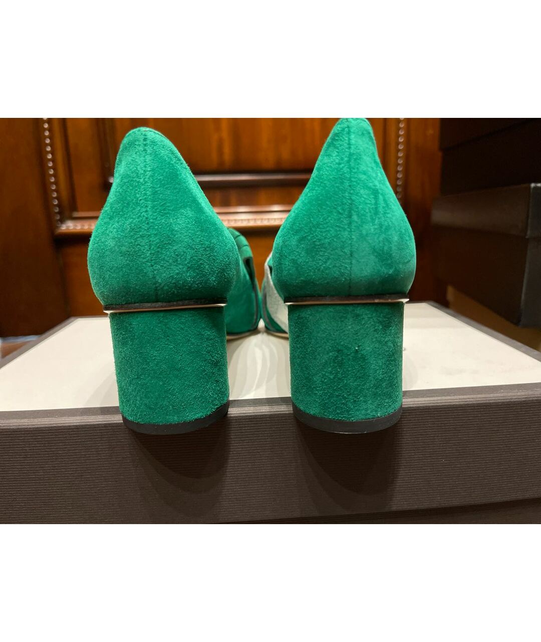 GUCCI Зеленые замшевые туфли, фото 4